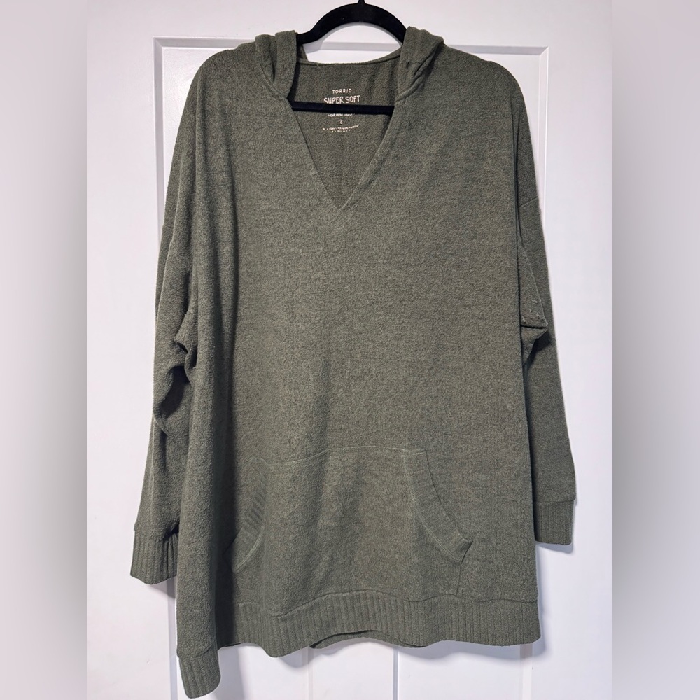 torrid olive green plush knit pullover